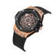 CAGARNY 6868 Geometric Polygon Dial Quartz Dual Movement Watch Men TPU Strap Watch (Black Belt Rose Gold Dial)