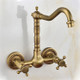 Wall-mounted Bathroom All Bronze Cold Hot Water Ancient Wall Faucet(Antique)