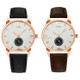 YAZOLE 405 Men Fashion Business PU Leather Band Quartz Wrist Watch, Luminous Points (White Dial + Brown Strap)
