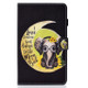 For Amazon Kindle Fire HD10 2015 / 2017 / 2019 Colored Drawing Horizontal Flip Leather Case with Holder & Card Slots & Sleep / Wake-up Function(Moon Baby Elephant)