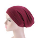 3 PCS TJM-423 Cotton Skullcap Double-Layer Chemotherapy Hat Confinement Hat Turban(Wine Red)