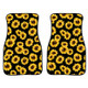 2 in 1 Universal Printing Auto Car Floor Mats Set, Style:Black-Yellow Flowers