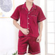 Men Large Size Ice Silk Short Sleeves and Shorts Two-Piece Pajama Set, Size:XXXL(Jujube Red)