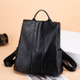 Solid Color Anti-theft PU Leather Double Shoulders Backpack Bag Ladies Handbag (Black)