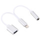 10cm 8 Pin Female & 3.5mm Audio Female to 8 Pin Male Charger&#160;Adapter Cable for iPhone 7 & 7 Plus, iPhone 6s & 6s Plus, iPhone 6 & 6 Plus, Support iOS 10.3.1(Silver)