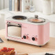 Multifunctional 4-in-one Household Breakfast Bread Coffee Machine, Three-Pin CN Plug(Pink)