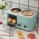 Multifunctional 4-in-one Household Breakfast Bread Coffee Machine, Three-Pin CN Plug(Green)