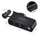 SHUNWEI SD-1939 120W 3A Car Independent Switch 3 in 1 Dual USB Charger Cigarette Lighter (Black)