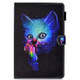 For iPad Mini 1 / 2 / 3 / 4 / 5 Colored Drawing Stitching Horizontal Flip Leather Case, with Holder & Card Slots & Sleep / Wake-up function(Super Cat)