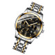 FNGEEN 4006 Men Automatic Mechanical Watch Waterproof Quartz Watch(Gold Black Surface)