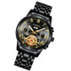 FNGEEN 4001 Men Non-Mechanical Watch Multi-Function Quartz Watch, Colour: Black Steel Black Surface Gold Nails