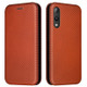 For Rakuten Hand Carbon Fiber Texture Magnetic Horizontal Flip TPU + PC + PU Leather Case with Card Slot(Brown)
