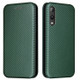For Rakuten Hand Carbon Fiber Texture Magnetic Horizontal Flip TPU + PC + PU Leather Case with Card Slot(Green)