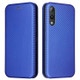 For Rakuten Hand Carbon Fiber Texture Magnetic Horizontal Flip TPU + PC + PU Leather Case with Card Slot(Blue)