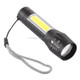 A2 USB Charging Waterproof Zoomable XPE + COB Flashlight with 3-Modes & Storage Box