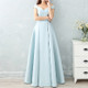 Satin Long Bridesmaid Sisters Skirt Slim Graduation Gown, Size:XXS(Ice Blue E)