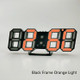 6609 3D Stereo LED Alarm Clock Living Room 3D Wall Clock, Colour: Black Frame Orange Light