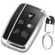 TPU One-piece Electroplating Full Coverage Car Key Case with Key Ring for LAND ROVER Aurora / Discover God / Range Rover & JAGUAR (Silver)