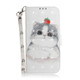 3D Painting Cute Cat Pattern Coloured Drawing Horizontal Flip Leather Case for LG K50, with Holder & Card Slots & Wallet