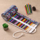 72 Slots Ethnic Print Pen Bag Canvas Pencil Wrap Curtain Roll Up Pencil Case Stationery Pouch
