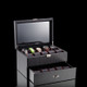 20 Grid Double-Layer Watch Storage Box Carbon Fiber Leather Watch Display Box With Lock & Glass Sunroof