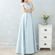 Satin Long Bridesmaid Sisters Skirt Slim Graduation Gown, Size:S(Ice Blue C)