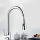 Kitchen Pull-out Faucet Hot And Cold Home 304 Stainless Steel Retractable Rotating Faucet, Style:Electroplated Copper