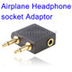 3.5mm Airplane Headphone Socket Adapter (Black)(Black)