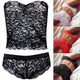 3 PCS Corset Lace Brassiere Push Up Vest Top Bra and Panty Set Underwear set, Cup Size:XXXL(Black)
