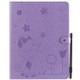For iPad Pro 12.9 (2020) & (2018) Cat Bee Embossing Pattern Horizontal Flip Leather Case with Holder & Card Slots & Wallet & Pen Slot(Purple)