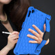 For iPad  Air 2019 10.5 Honeycomb Design EVA + PC Four Corner Anti Falling Flat Protective Shell With Straps(Blue+Black)