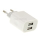 2-Ports 5V 2.1A EU Plug USB Charger, For iPad, iPhone, Galaxy, Huawei, Xiaomi, LG, HTC and Other Smart Phones, Rechargeable Devices(White)