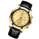 FNGEEN S001 Men Waterproof Watch Non-Mechanical Calendar Watch(Black Leather Full Gold Golden Surface)