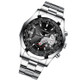 FNGEEN S001 Men Waterproof Watch Non-Mechanical Calendar Watch(White Steel Black Surface)