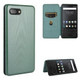 For BlackBerry KEY2 Carbon Fiber Texture Magnetic Horizontal Flip TPU + PC + PU Leather Case with Card Slot(Green)