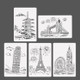 10 PCS 1 Paris Tower Construction Series Painting Template Theme City A4 Label Template