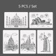 2 Sets Sailing Line(5PCS / Set) Construction Series Painting Template Theme City A4 Label Template