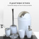 6 In 1 Bathroom Cup Toothbrush Holder Hand Sanitizer Bottle Soup Holder Toilet Brush Waste Bins Set(White)