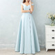 Satin Long Bridesmaid Sisters Skirt Slim Graduation Gown, Size:L(Ice Blue E)