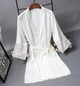 Robes  Elegant Sleepwear Sexy Lace Women Dressing Kimono Silk Bath Robe, Size:XL(White)
