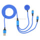 3 In 1 8 Pin + Type-C / USB-C + Magnetic Charging Base Multi-function Charging Cable, Length: 1m (Blue)