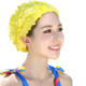 Pearl Three-dimensional Handmade Flower Swimming Cap for Women(Yellow)