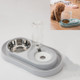 Stainless Steel Dog and Cat Double Bowl Automatic Waterer Not Wet Mouth Pet Food Bowl(Gray)