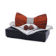 3 in 1 Men Rosewood Bowknot + Pocket Square Towel + 2 Cufflinks Set(Gray)