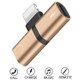 Zs-18182 2 in 1 8 Pin Male to 8 Pin Charging + 8 Pin Audio Female Connector Earphone Adapter, Supports Call & Volume Control, Compatible with IOS 13 System(Gold)