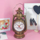 Retro Table Oil Lamp Small Alarm Clock Desktop Table Clock Living Room Decoration Supplies Office Craft Jewelry(Bronze)