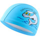 Children Swimming Cap PU Printed Cute Dolphin Pattern Elastic Swimming Cap(Sky Blue)