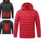 USB Heated Smart Constant Temperature Hooded Warm Coat for Men and Women (Color:Red Size:XXXL)