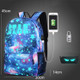 Starry Sky Luminous Backpack Oxford Cloth Printed Backpack With Pen Case And Anti-Theft Lock, Specification:, Colour:Star Blue STAR (USB)