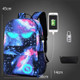 Starry Sky Luminous Backpack Oxford Cloth Printed Backpack With Pen Case And Anti-Theft Lock, Specification:, Colour:Star Blue Devil (USB)